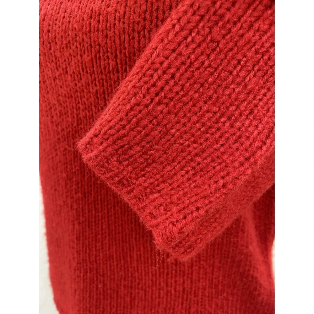 Apostrophe Women's Red Rolled Turtleneck Wool Blend Short Sleeve Sweater- Size L - Picture 5 of 11